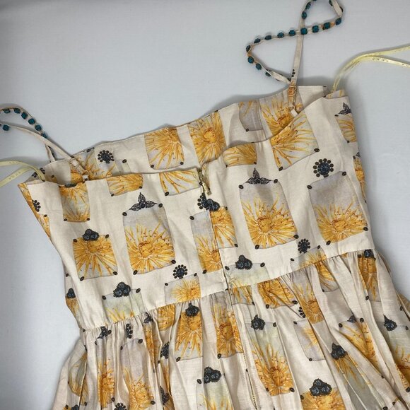 Agua by Agua Bendita Lima Cream Yellow Linen Blend Dress Large New - Picture 9 of 10